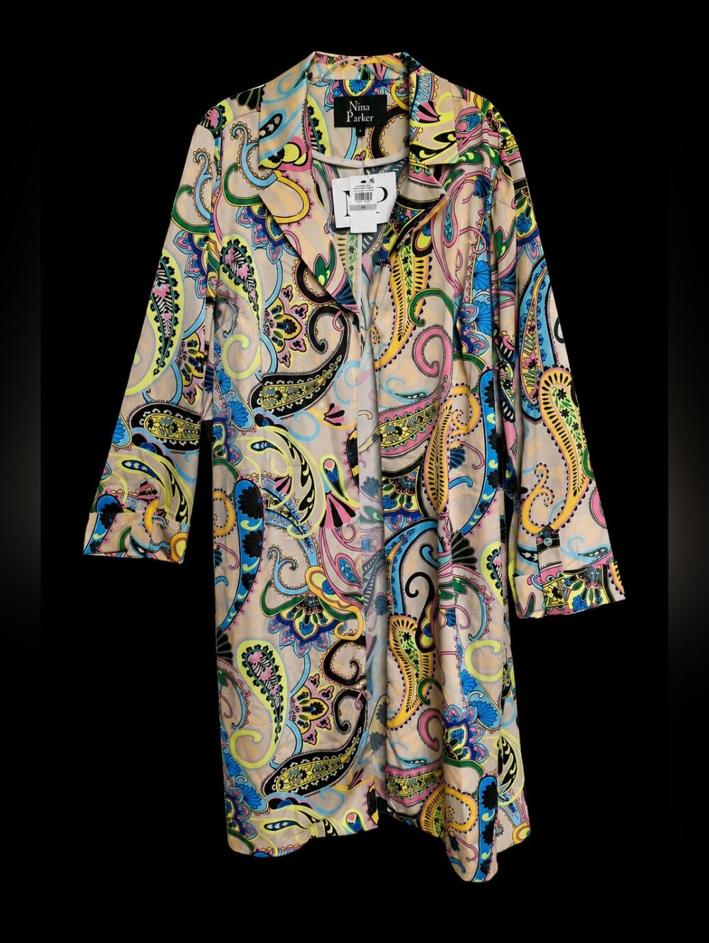 Nina Parker Paisley 2-Piece Matching Set Duster & Wide Leg Pants Women Size 1X - Picture 3 of 16